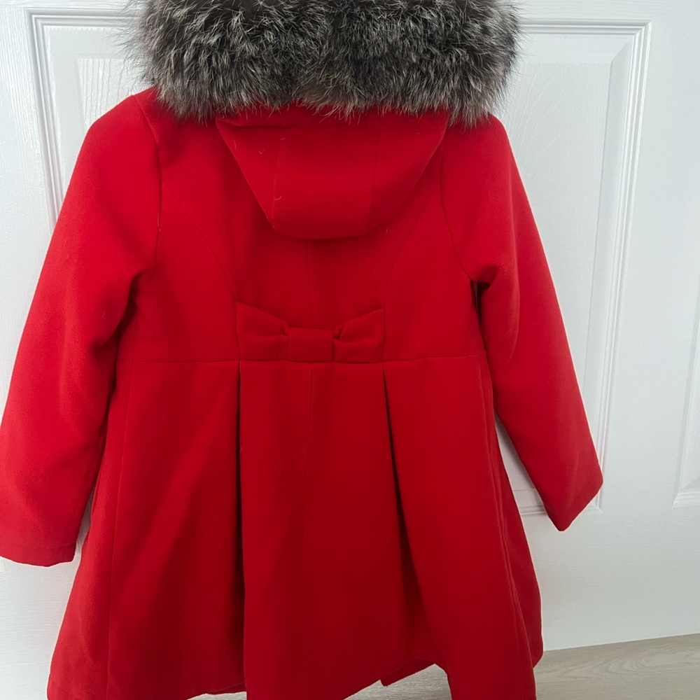 Cat & Jack Red Kids Cape with real Fur Hood